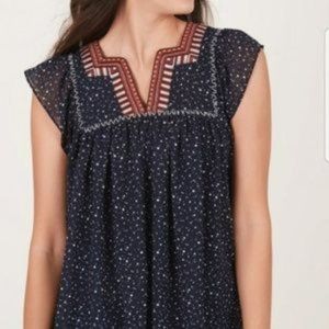 Stella & Dot Charlotte Top, Navy Blue XL